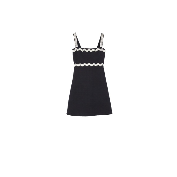 Patou Embellished mini dress in Black cotton tweed