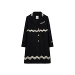 Patou Embellished summer coat in Black cotton tweed