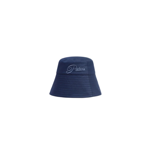 Patou Embroidered Patou logo bucket hat in Navy Black cotton