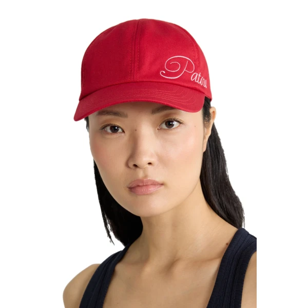 Embroidered Patou logo cap in Lipstick Red cotton - Image 2