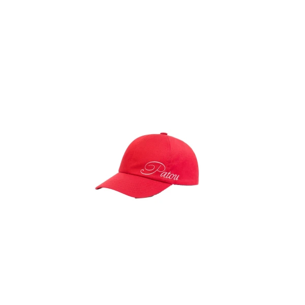 Patou Embroidered Patou logo cap in Lipstick Red cotton