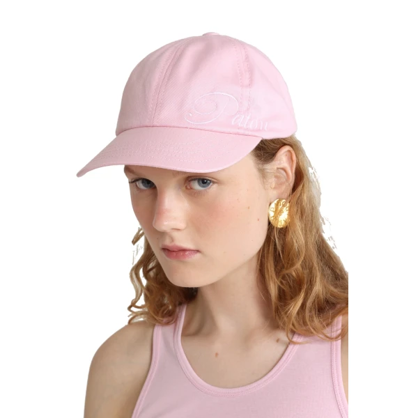 Embroidered Patou logo cap in Primrose Pink cotton - Image 2