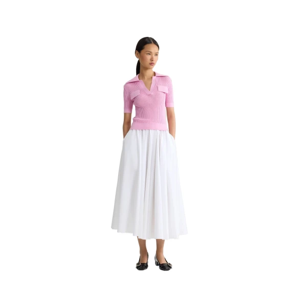 Embroidered cotton polo shirt in Orchid Ice - Image 2