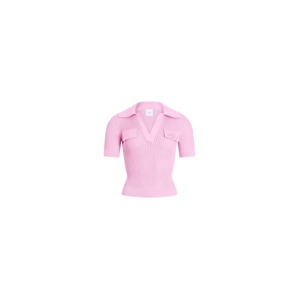 Patou Embroidered cotton polo shirt in Orchid Ice