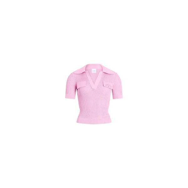 Patou Embroidered cotton polo shirt in Orchid Ice