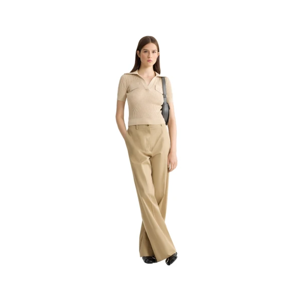Embroidered cotton polo shirt in Safari Sand - Image 2
