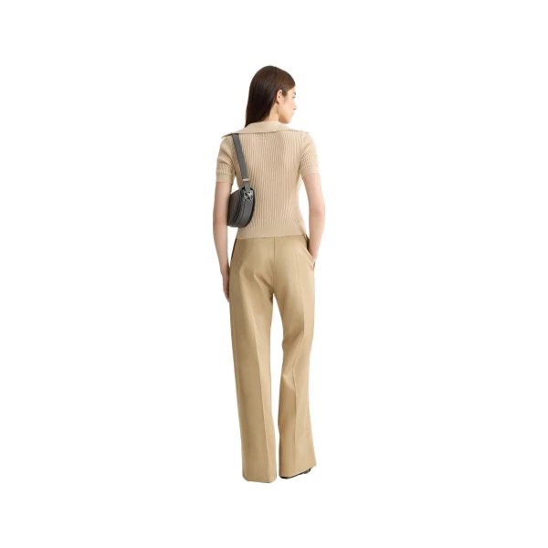 Embroidered cotton polo shirt in Safari Sand - Image 3