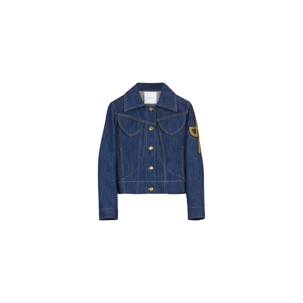 Embroidered logo denim jacket in Rodeo Blue