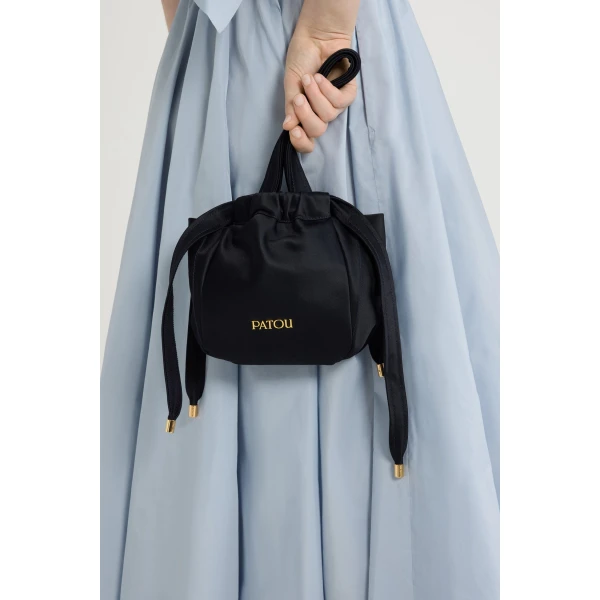 Evening pouch in Black recycled satin - Image 3