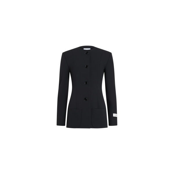 Patou Fitted collarless wool blend jacket