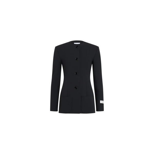 Patou Fitted collarless wool blend jacket