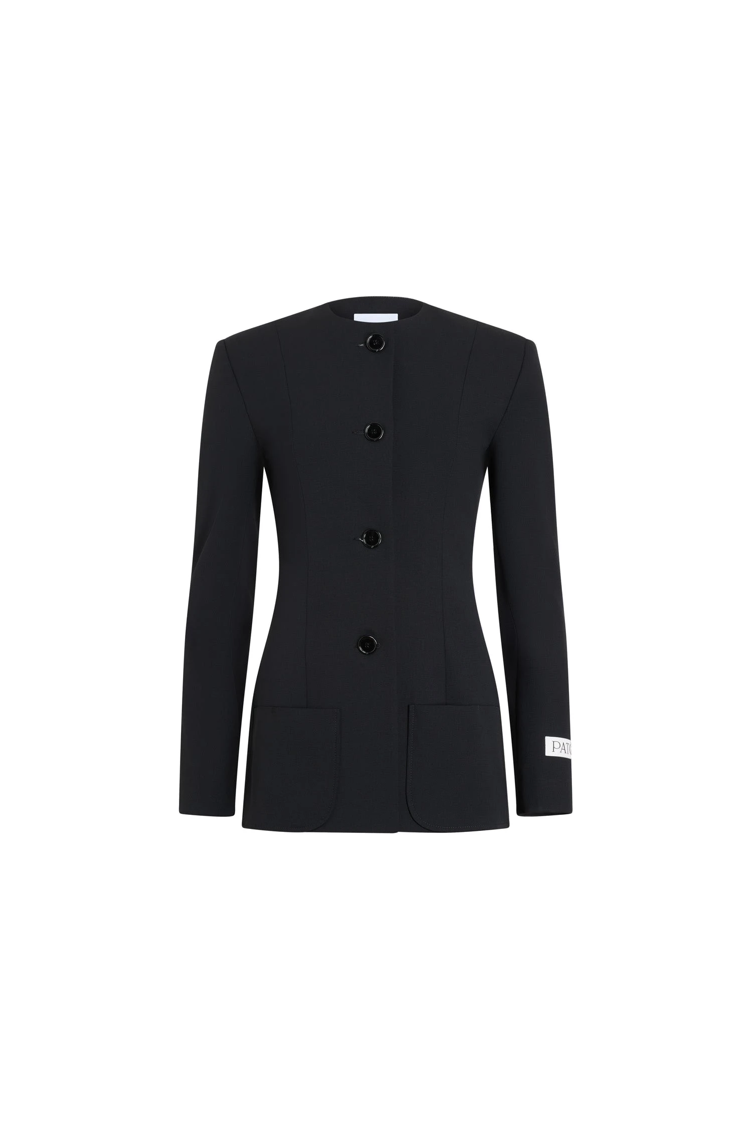 Patou Fitted collarless wool blend jacket Patou Fitted collarless wool blend jacket