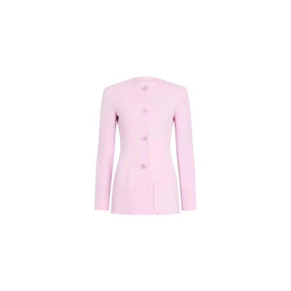 Patou Fitted collarless wool blend jacket
