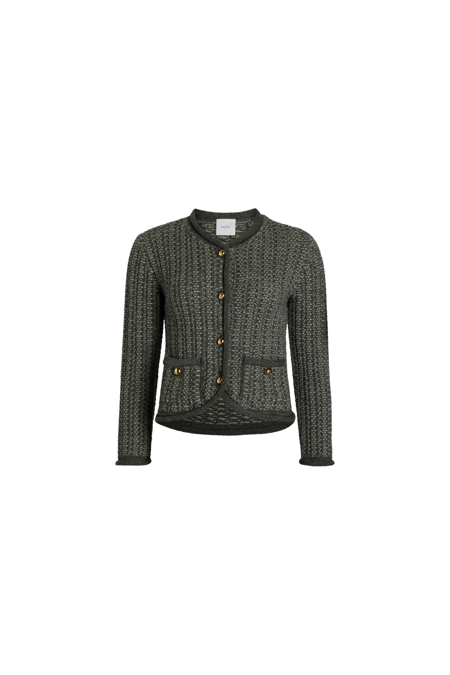 Patou Fitted jacket in Graphite alpaca and organic wool | Knitwear | Coveti Patou Fitted jacket in Graphite alpaca and organic wool