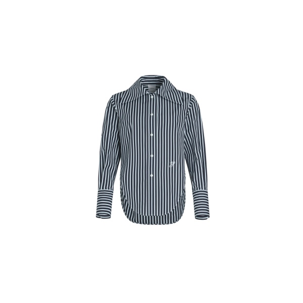 Patou Fitted shirt in Navy Stripes printed organic cotton poplin