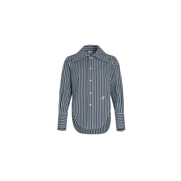 Fitted shirt in Navy Stripes printed organic cotton poplin