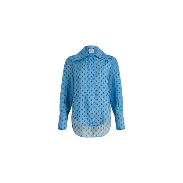 Patou Fitted shirt in Small Provence Blue printed sustainable viscose blend