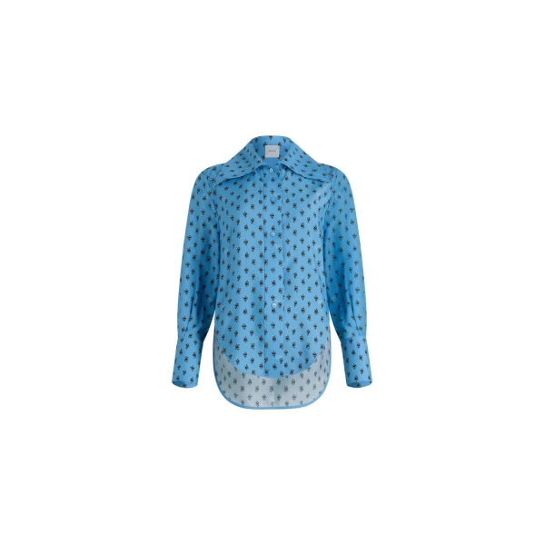 Fitted shirt in Small Provence Blue printed sustainable viscose blend