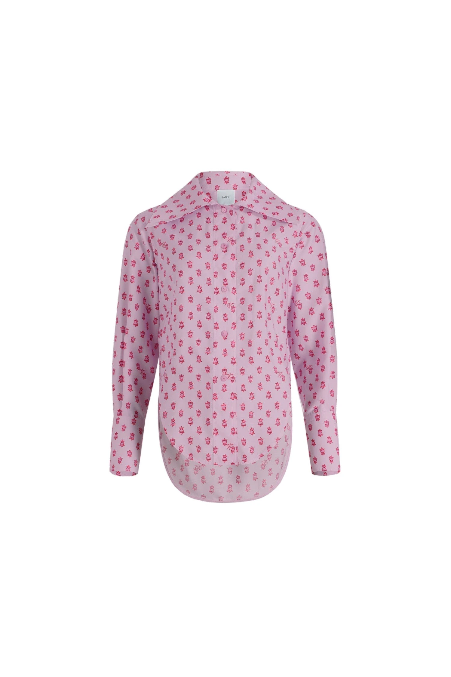 Patou Fitted shirt in Small Provence Pink printed sustainable viscose blend | Tops | Coveti Patou Fitted shirt in Small Provence Pink printed sustainable viscose blend