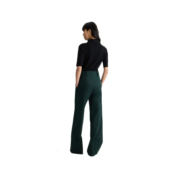 Flared cargo trousers in Garden Green organic cotton gabardine - Image 3
