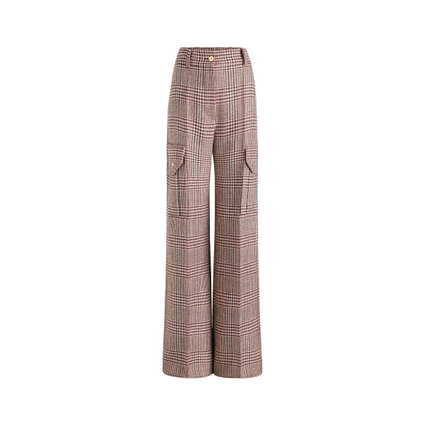Patou Flared cargo trousers in Prince of Wales sustainable wool flannel