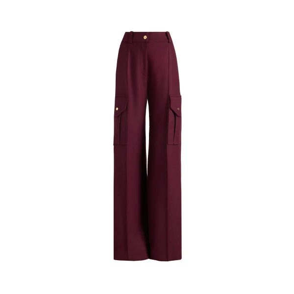 Patou Flared cargo trousers in Syrah recycled wool blend flannel