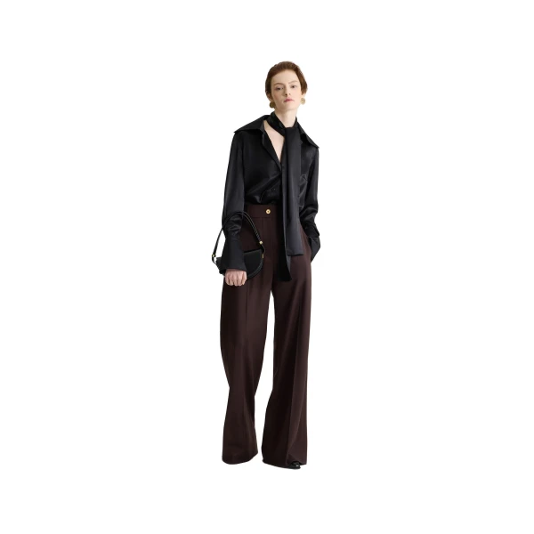 Flared tailored trousers in Smoked Ebony sustainable technical wool - Image 5