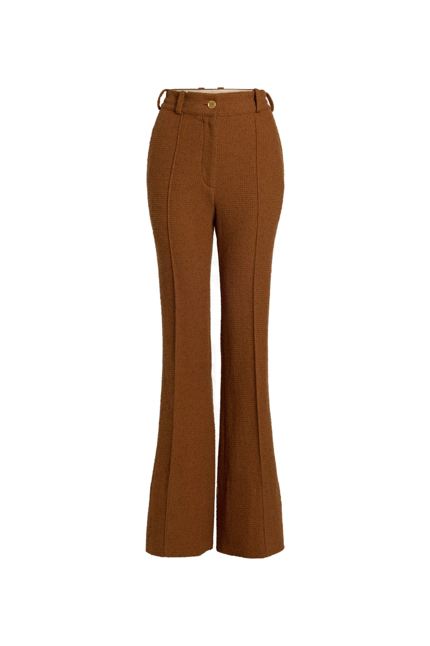 Patou Flared trousers in Autumn Leaf sustainable wool and organic cotton tweed | Pants | Coveti Patou Flared trousers in Autumn Leaf sustainable wool and organic cotton tweed