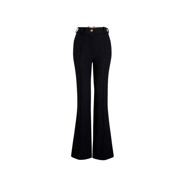 Patou Flared trousers in Black sustainable wool and organic cotton tweed
