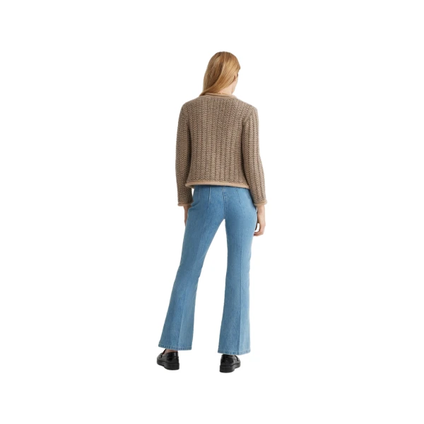 Flared trousers in Ice Blue organic cotton denim - Image 3