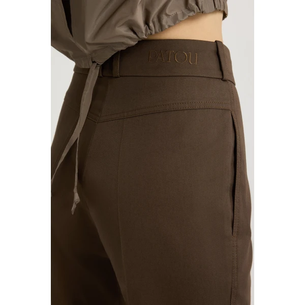 Flared trousers in Java Brown organic cotton gabardine - Image 4