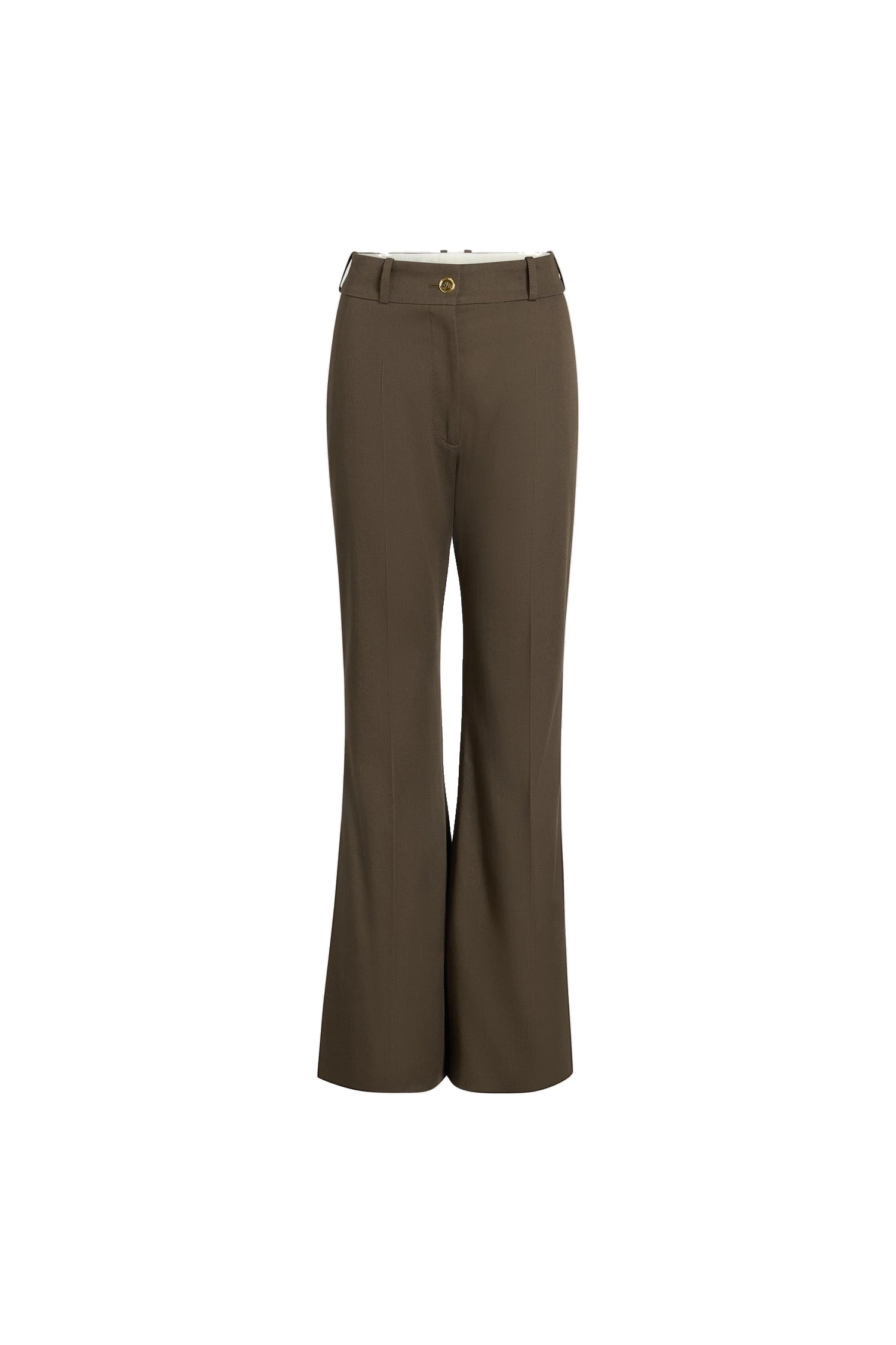 Patou Flared trousers in Java Brown organic cotton gabardine | Pants | Coveti Patou Flared trousers in Java Brown organic cotton gabardine