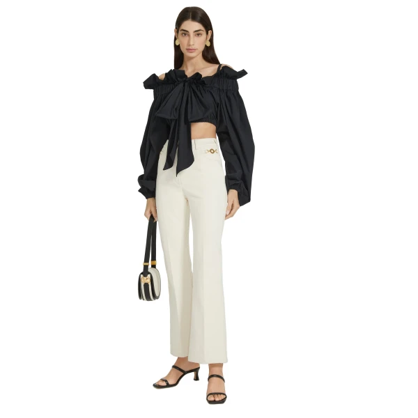 Flared trousers in Natural regenerated cotton denim - Image 2