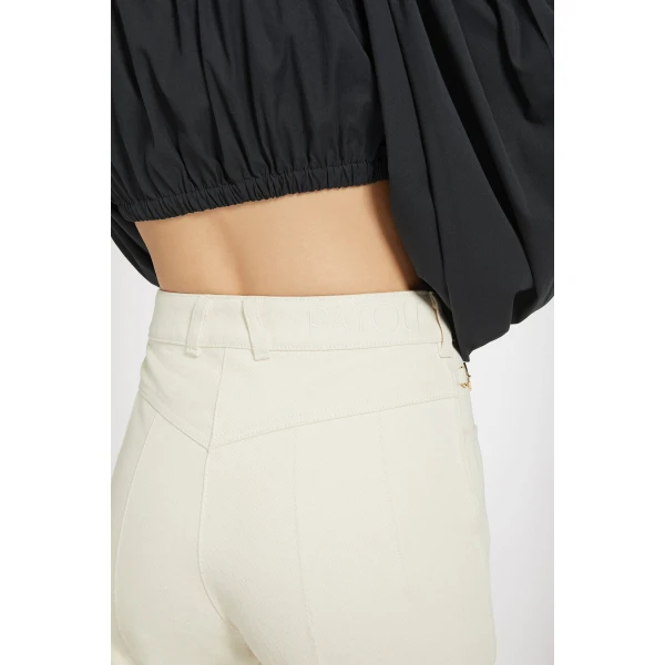 Flared trousers in Natural regenerated cotton denim - Image 3