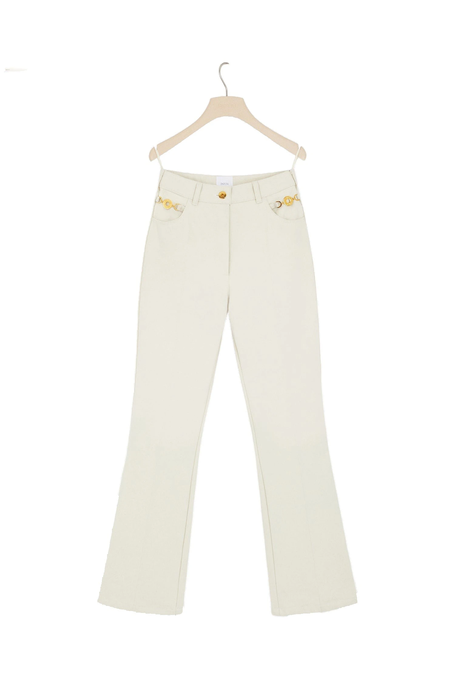 Patou Flared trousers in Natural regenerated cotton denim | Pants | Coveti Patou Flared trousers in Natural regenerated cotton denim