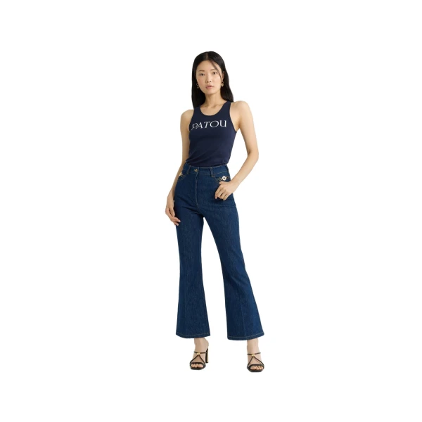 Flared trousers in Rodeo Blue organic cotton denim - Image 2