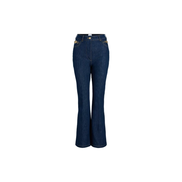 Flared trousers in Rodeo Blue organic cotton denim