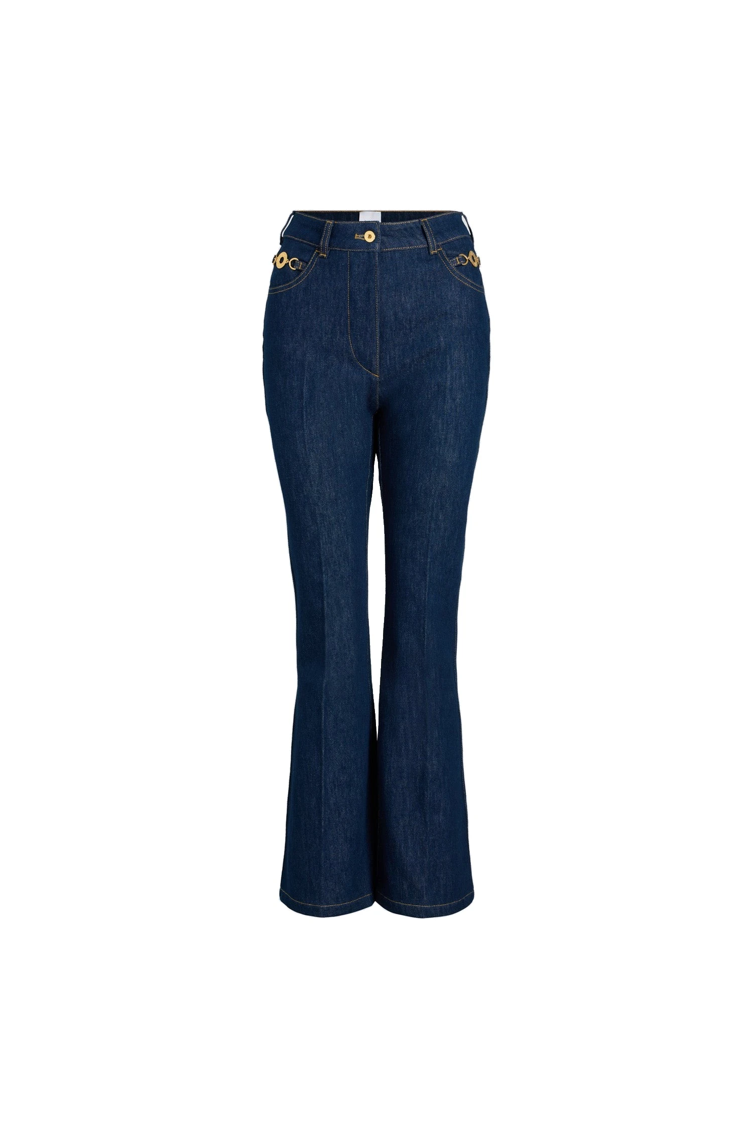 Patou Flared trousers in Rodeo Blue organic cotton denim | Pants | Coveti Patou Flared trousers in Rodeo Blue organic cotton denim