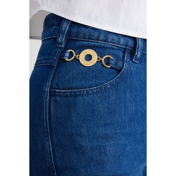 Flared trousers in Stonewash organic cotton denim - Image 4
