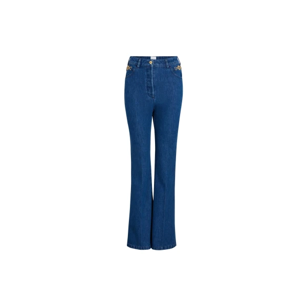 Flared trousers in Stonewash organic cotton denim
