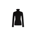 Patou Frilled high-neck sweater in Black merino wool