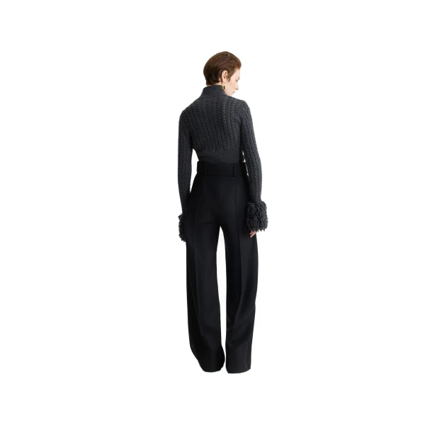 Fringe trim jumper in Mercury wool and cashmere - Image 3