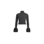 Patou Fringe trim jumper in Mercury wool and cashmere