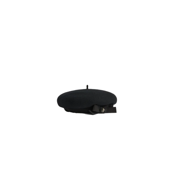 Patou Grosgrain beret in Black wool felt