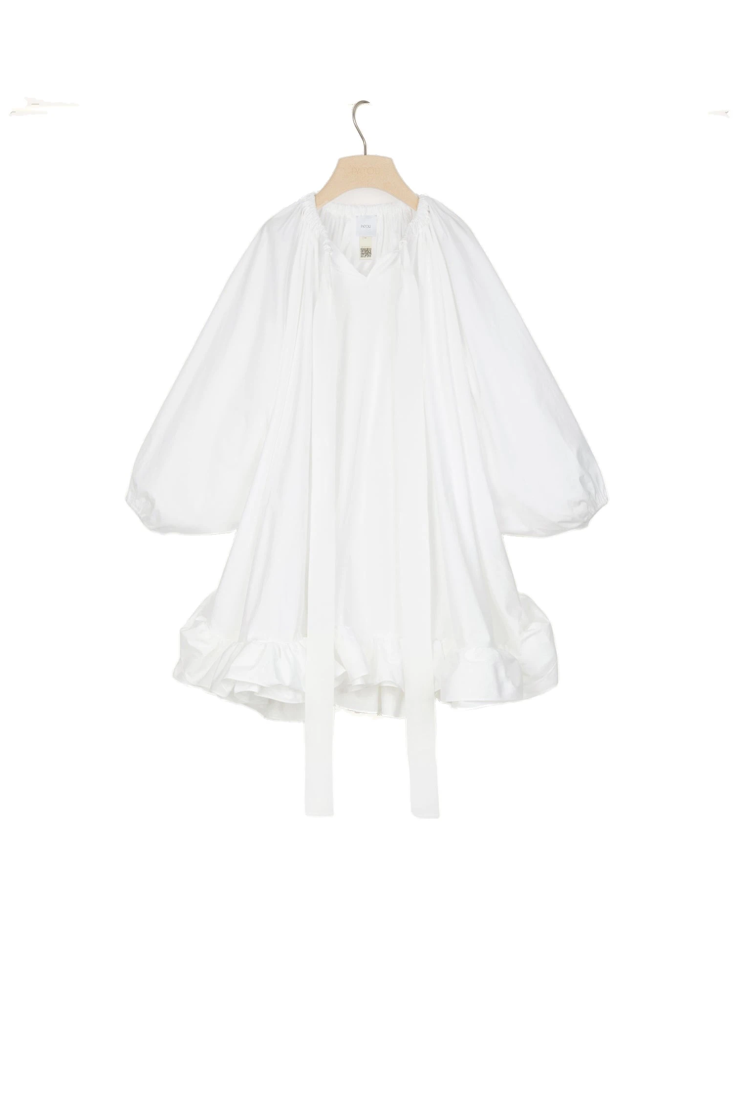 Patou Grosgrain ruffle hem dress in White organic cotton | Dresses | Coveti Patou Grosgrain ruffle hem dress in White organic cotton