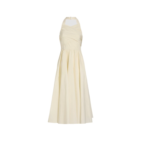 Patou Halterneck maxi dress in Ivory recycled faille