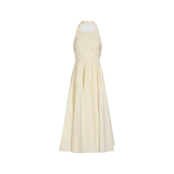 Patou Halterneck maxi dress in Ivory recycled faille