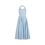 Patou Halterneck maxi dress in Pearl Blue recycled faille