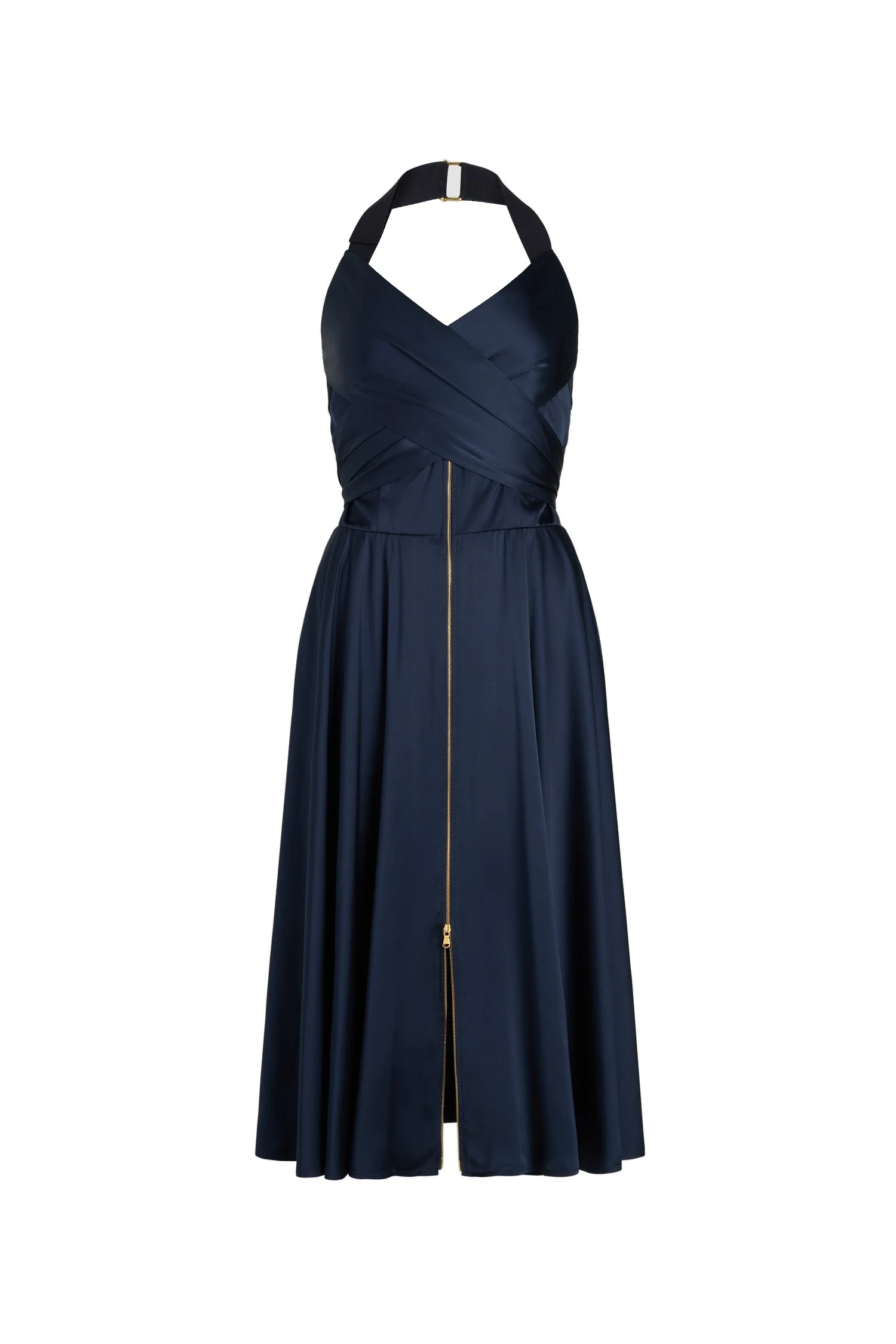 Patou Halterneck midi dress in Navy Black satin | Dresses | Coveti Patou Halterneck midi dress in Navy Black satin