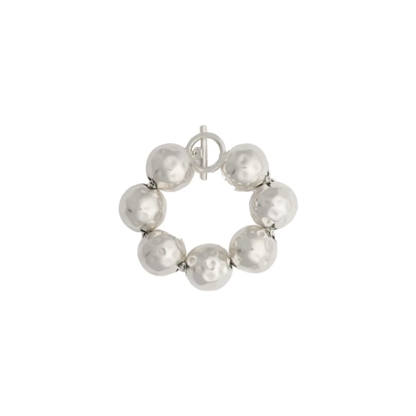 Hammered sphere bracelet in silver-plated brass